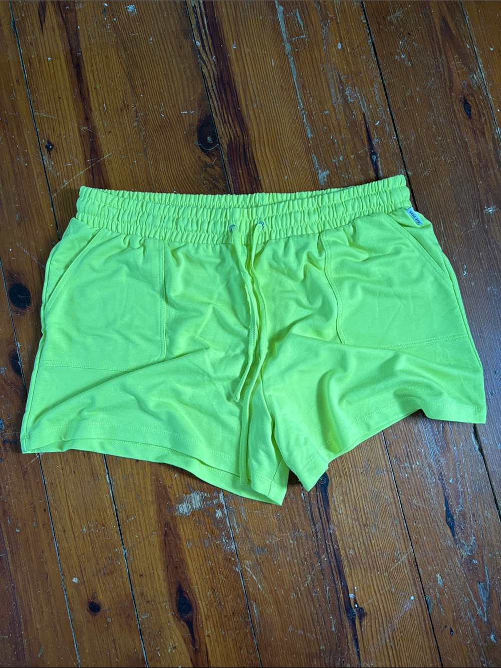 Rae Dunn Neon Lime Elastic Waist Athletic Shorts XL